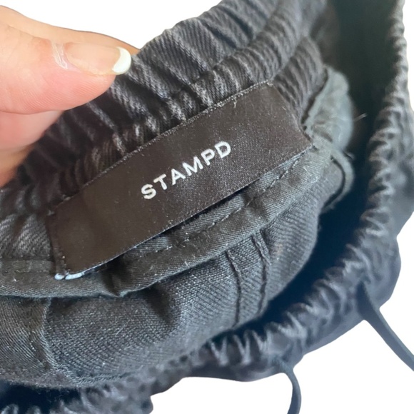 STAMPD Black denim distressed jeans ripped size XL pull on elastic waist - Picture 7 of 10